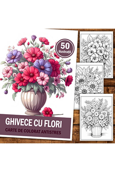 Legendary Gifts Книга за рисуване, 50 илюстрации Саксии за цветя