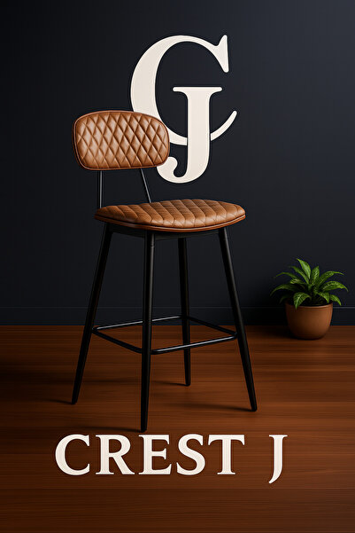 Crestj كرسي بار جلد كرسي بار بتصميم عصري بمقعد مبطّن فاخر مع هيكل معدني وخلفي...