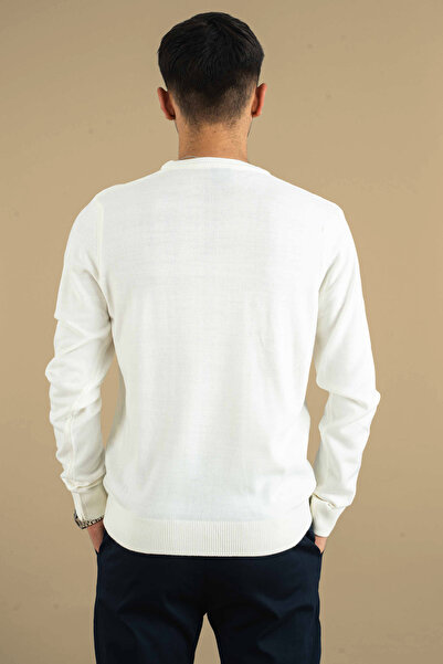 bombe Ανδρικό πλεκτό πουλόβερ με λαιμόκοψη με λεπτή εφαρμογή