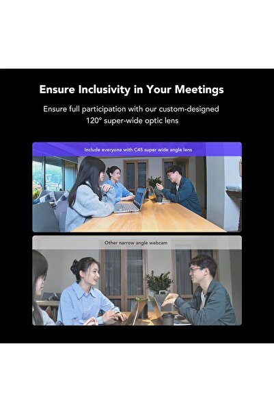 nearity C45 2K Video Conference Webcam with Microphone & Speaker, 4 Noise-Cancelling Mics, 5X Zoom