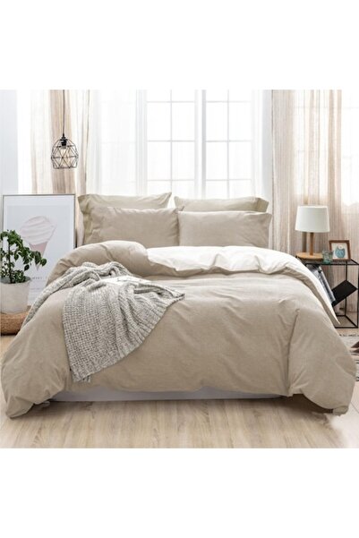 SOULFUL Bed linen, for 2 people, 3 pieces, cotton, 200 x 200 cm, 2 pillowcases 80 x 80 cm, Light Orange - CN