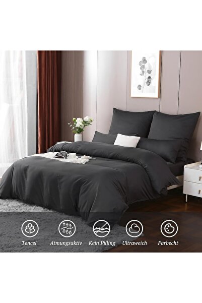 SOULFUL Bed linen for 2 persons, 3 pieces, satin cotton, 155 x 220 cm (duvet cover) and 80 x 80 cm (pillowca