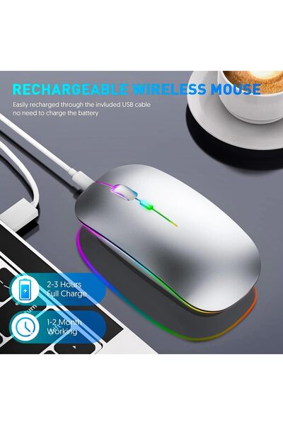 007 GraGra Wireless Rechargeable Bluetooth Laptop Mouse 2.4GHz with 2 USB-A to C Adapters, 800/1600/2400