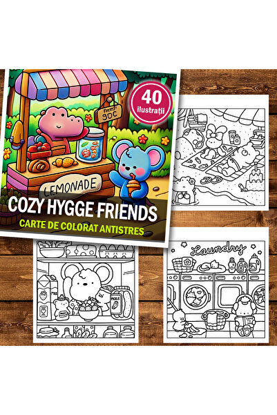 Legendary Gifts Книга за рисуване, 40 илюстрации Уютни приятели на Hygge