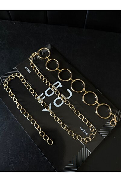 Fiori Yuvarlak Detaylı Kadın Zincir Bel Kemeri, Ceket Kemeri, Elbise Kemeri, Gömlek Kemeri, Zincir Kemer