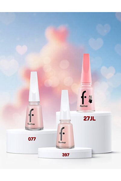 Flormar مجموعة طلاء أظافر أنيقة من بينك شيدز، مكونة من 3 قطع