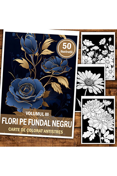 Legendary Gifts Carte de pictura, 50 de ilustratii Flori pe fundal negru - Vo...