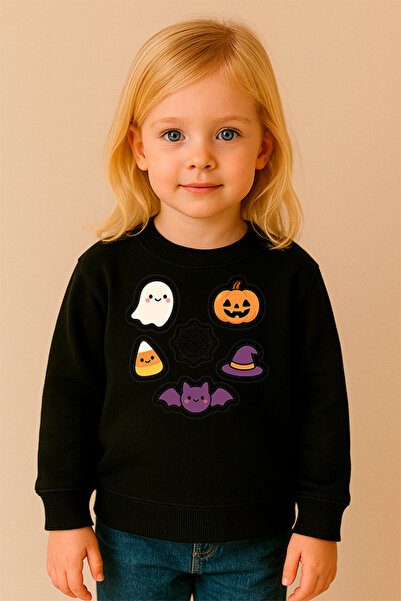 SVART WEAR Детска и възрастна суитшърт с мотив за Хелоуин, с велосипедна яка,...