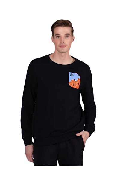 Kappa 361G7PW005 Authentic Graphik Virl Tk Erkek Sweatshirt Siyah