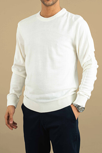 bombe Ανδρικό πλεκτό πουλόβερ με λαιμόκοψη με λεπτή εφαρμογή