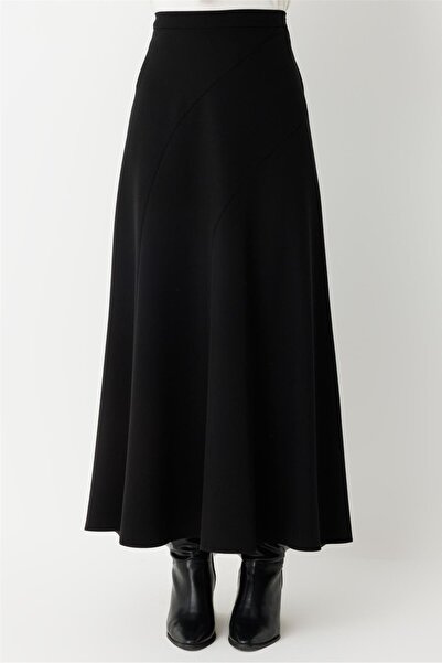 Esswaap Verev Parça Detaylı Etek Siyah