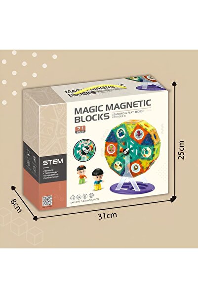 REZZOSS Magnetic Tiles 71Pcs - Educational Toy for Kids | Building Blocks, Magnetic Toys for 3+