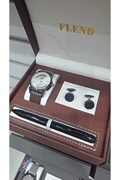FLENID Flind gift set for men, consisting of four pieces: a watch, a pen, cufflinks, and a rosary.