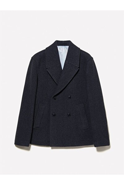 Sisley Yün Karışımlı İki Düğmeli Kırlangıç Yaka Kruvaze Ceket Erkek Siyah Mix Ceket - 324A2UHZSN03J