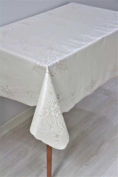 DedeEvTekstil Τραπεζομάντιλο 120x150 ετοιμασμένο για χρήση με επικάλυψη μεμβράνης, σβηστό μεμβράνη PVC 8550-1film