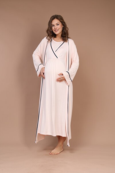 Lohusa Dünyasi Women's Piped Nursing-Friendly Double-Breasted Maternity Pajam...