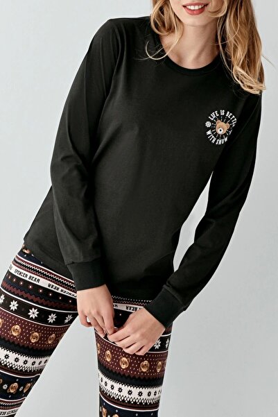 Arnetta 3461 Women's Fume Long Sleeve Winter Themed Pajama Set