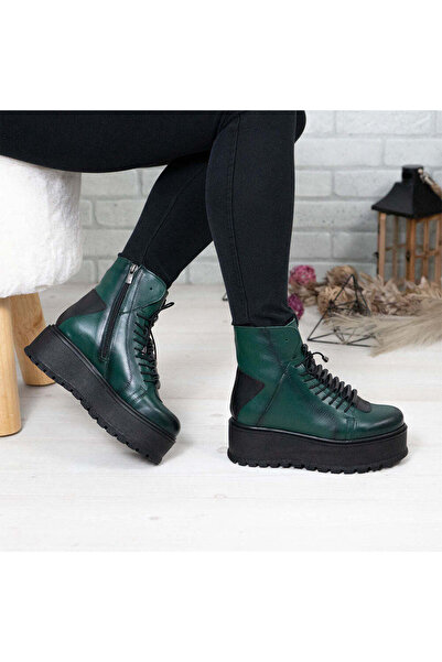 Demalis Women's boots made of genuine leather | 708 Color Green