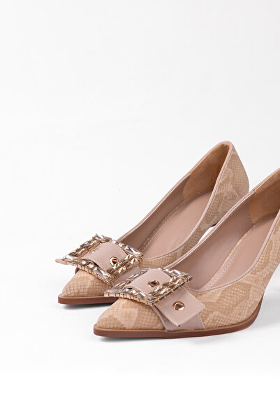 Tasarım Modern and Eye-Catching with Elegant Stone Buckle Stylish Patterned Casual Classy Heeled Shoes Fashion