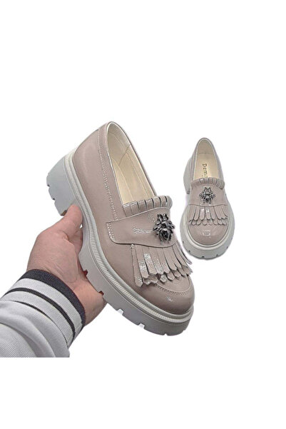 Demalis Mocasini damă culoare nude din piele naturală lacuita cod 131