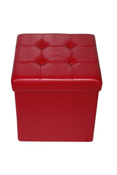 Sultan Set of 2 Folding Stools with Storage Space, Weight Capacity 150 kg, 38X38X38 cm, Red