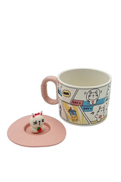 B&D Ceramic Mug with Lid , Bear Design