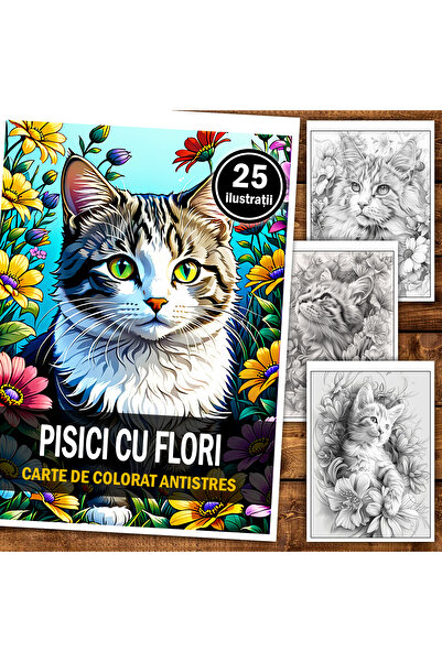 Legendary Gifts Coloring book25 illustrations, Cats with flowers