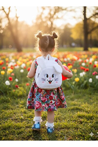 Efe Peluş Sırt Çantası Kız Çocuk 2 Bölmeli Astarlı Figürlü En 22 Boy 25 Cm