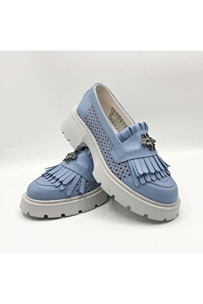 Demalis Mocasini damă culoare albastru din piele naturală cod 131 PERFORATI