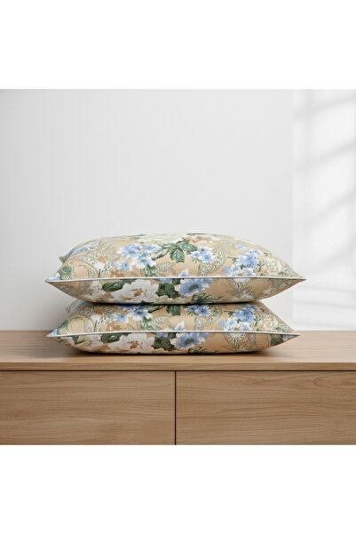 Boema Home Deco Set 2 perne ferme cu puf și pene de gâscă , 50x70 cm, Flori Albastre