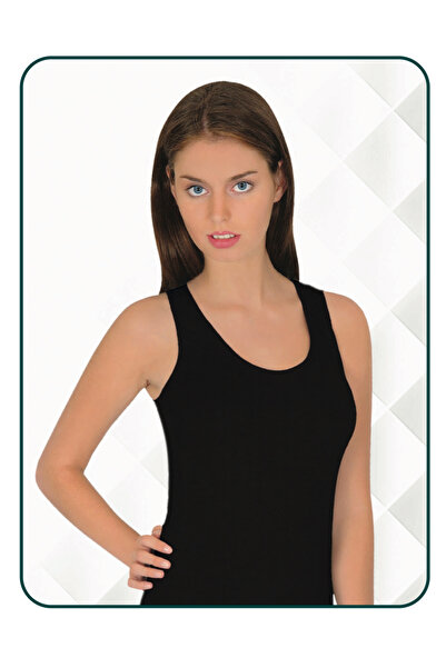 ERŞAH Kadın Siyah Ribana Kalın Askılı Atlet