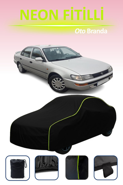 Cemku Cool Siyah [Toyota Corolla Efsane Kasa] Uyumlu Neon Fitilli Araba Brandası, Su ve Toz Geçirmez