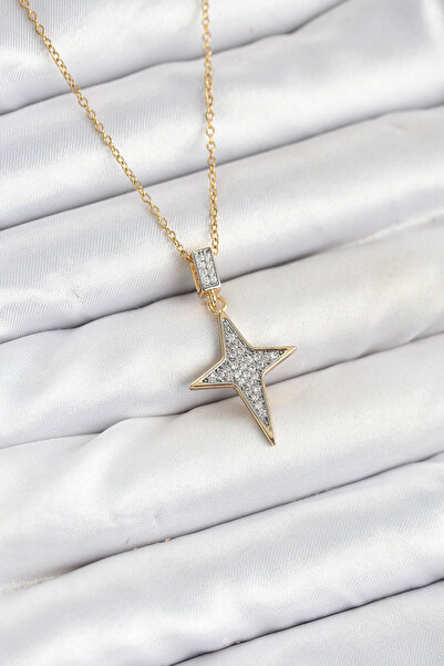 callerrons accessories قلادة نسائية من الزركون موديل بولار ستار بلون ذهبي - E...
