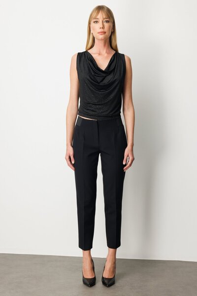 Ekol Buy Thick Elastic Narrow Leg Pants Black