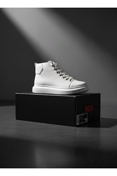 TUGERDİ White Lace-Up High Light Sole Style Men's Sports Boots Tge230863