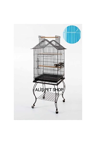 alişpet Papağan Kafesi Sehpalı 934 Damarlı Beyaz Boya 51x51x139 cm