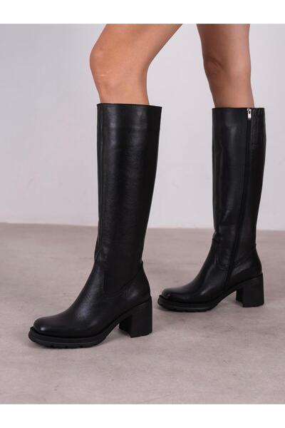 ECENİN BUTİĞİ Como Siyah Hakiki Deri Kadın Çizme