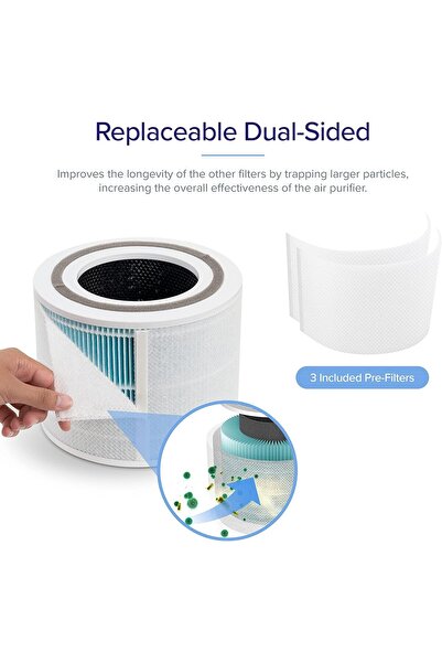 Levoit Core 300 Replacement Smoke Remover Filter, 4-in-1, Activated Carbon, Core 300-RF-SR, Pack of