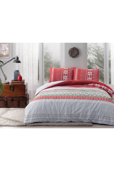 Talis Merry Red Single Bed Linen (100% Cotton)