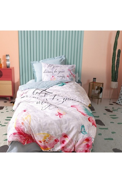 Talis Children's Bed Linen with Elastic 100x200 Wings Mint (100% Cotton)