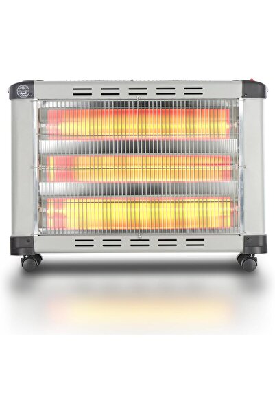 007 Electric Heater 2500W with Adjustable Heat Settings, Safety Switch and Wheels, Gray (E07007)