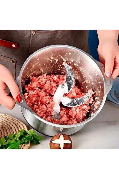 EMATTEIRO Tocător Electric Carne și Legume, 3L, 1000W, 4 Lame Inox, Bol Inox, Puternic și Rezistent