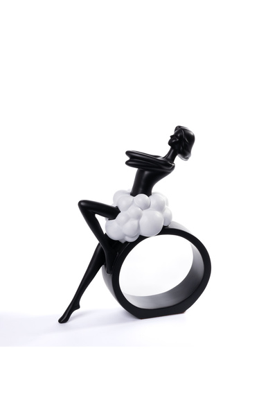 Malooki Figurină decorativă abstractă „Lady Bubble” – negru mat & alb