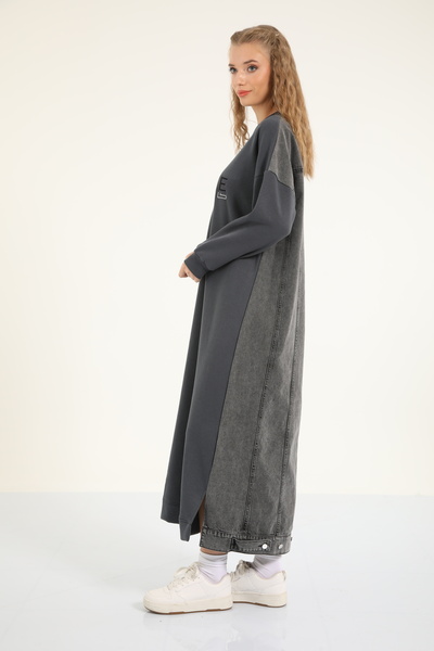 My City 5305 - Stylish Comfortable Denim Paneled Combed Cotton Oversized Women's Dress