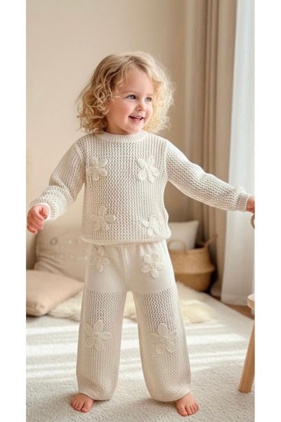 Hulohoopbaby White angel çiçek nakışlı takım