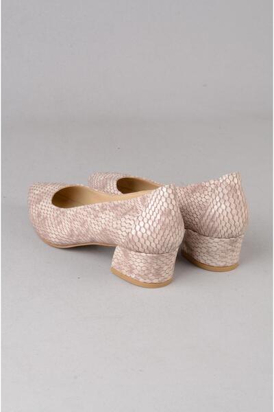 SEÇ KUNDURA Seç 906 Genuine Leather Heel-Shoeded Women's Shoes (Heel Height: 4 cm) Beige Honeycomb
