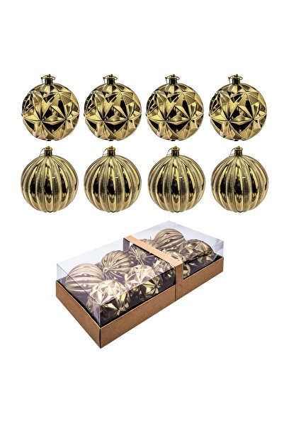 NEBO Christmas tree baubles, gold, 8 pcs/set