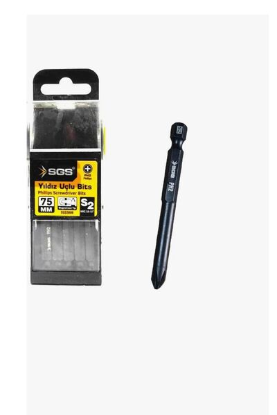 SGS YILDIZ UÇLU BİTS S2 PH2*75mm Black-Pro Series 10LU ÖZEL KUTU