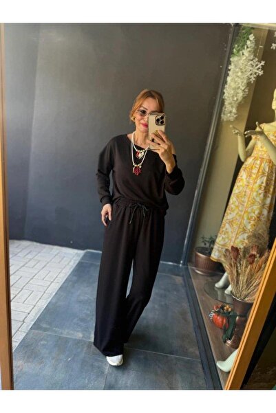 Aymood Women's Long Sleeve One Shoulder Open Viscose Two Thread Blouse and Pants Two Piece Set