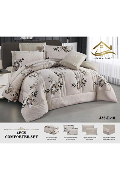 Afkar Albayet 6-piece summer double bed sheet, embroidered with microfiber